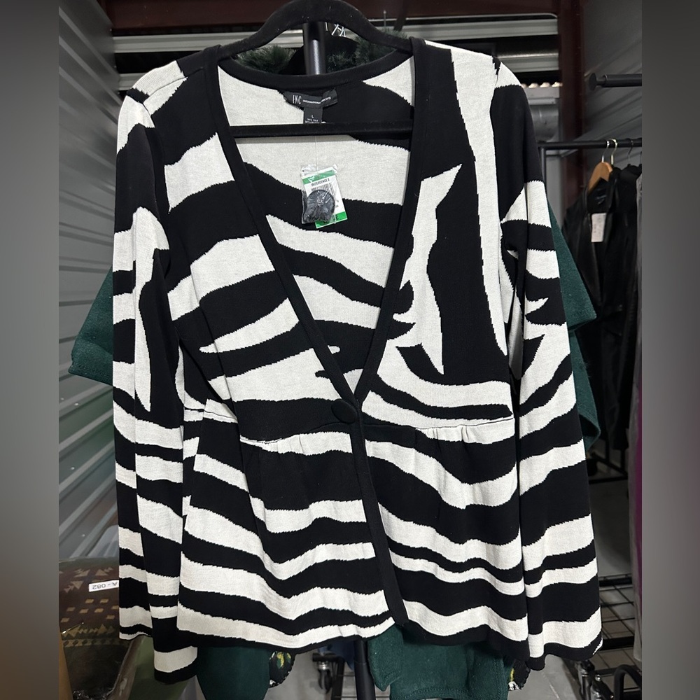 INC International Concepts | Zebra Stripe Cardigan